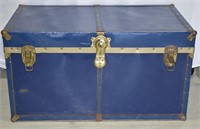 Vintage Large Blue Metal Steamer Trunk