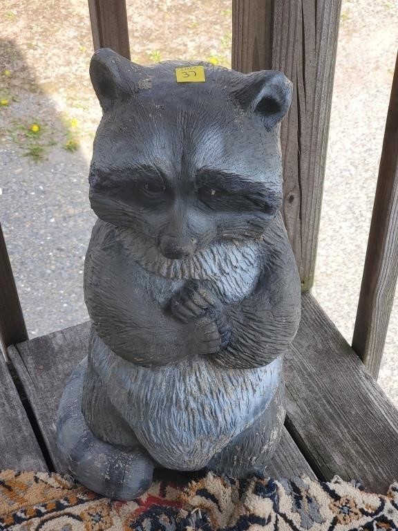 Lot of 2 Racoon Concrete Statues, both are 20" H