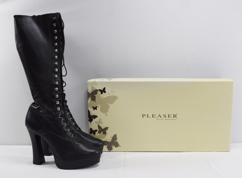 Pleaser Black Faux Leather Boots Electra 2023