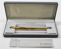 Parker Gold Plated Black Ball Point Pen - Works