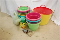Various Colored Flower Pots W/ Miracle Gro