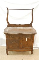 Wood Commode W/ Serpentine Top Drawer