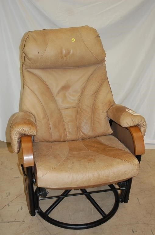 Faux Brown Padded Leather Rocker Chair