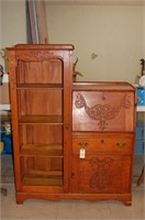 Carved Wood Secretary Cabinet- Missing Glass