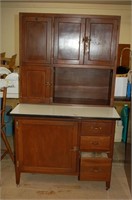 Wood Hoosier Cabinet W/ Enamel Top/Sifter/Bread Bo