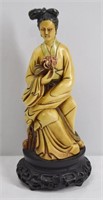 Norleans Alabaster Italy Carved Asian Statue 8.5"