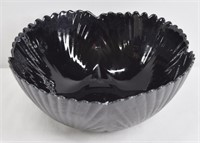 Vintage Clam Shell Black Glass Bowl