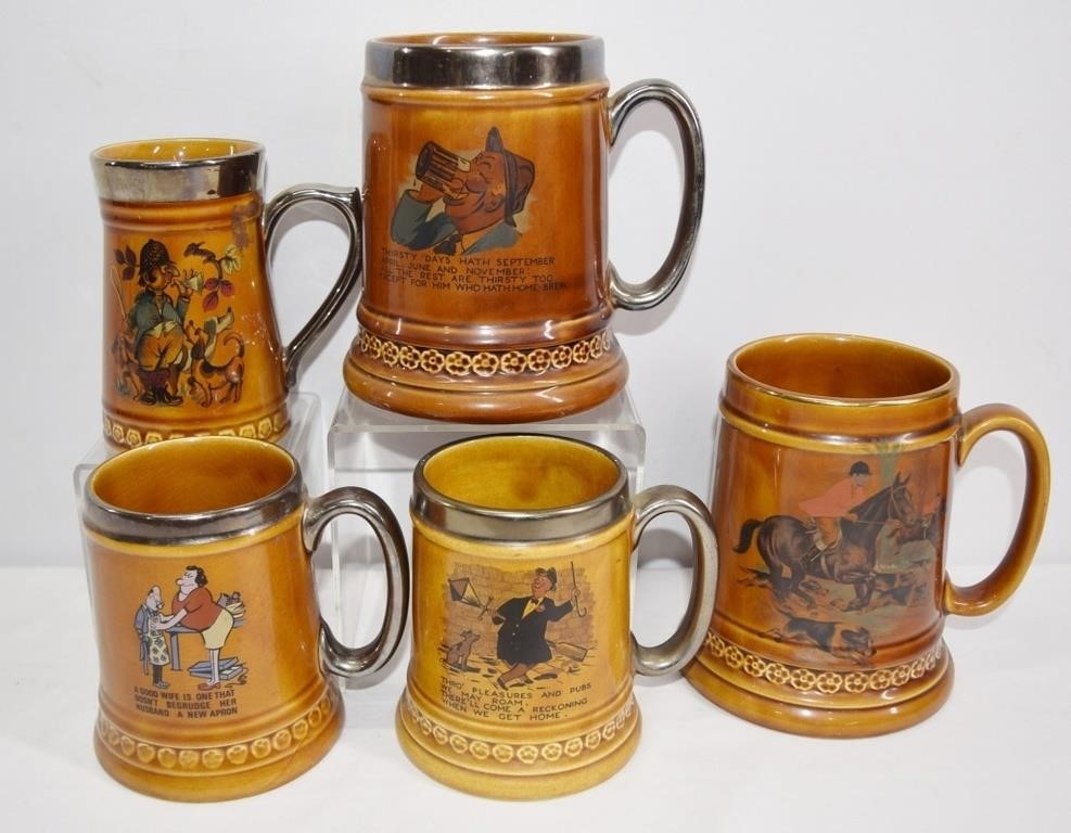 5 Pc Lord Nelson Pottery Beer Tankards