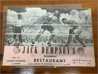 Jack Dempsey‘s signed menu