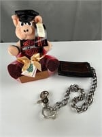 Harley Davidson pig and wallet on a chain