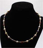A 14K Gold & Multi-Colored Pearl Necklace, 26