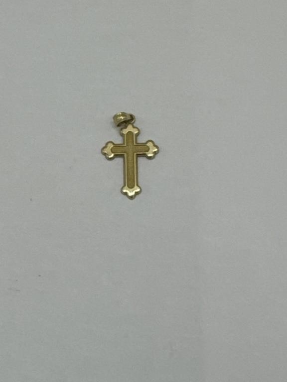 Yellow gold cross-marked 10k-.8 grams