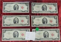 6 1963 RED SEAL $2 NOTES