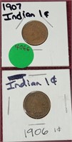 1906 & 1907 INDIAN HEAD CENTS