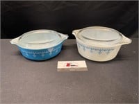 Pyrex Snowflake Blue Covered Dishes