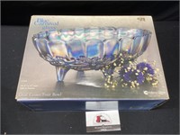 Blue Carnival Glass Fruit Bowl