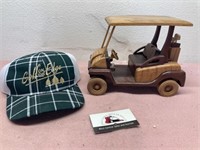 Wood Golf Cart Toy and cap