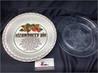 Strawberry pie plate and glass pie plate