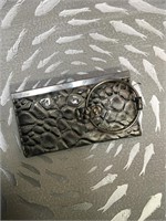 Alligator, embossed, grey, metallic wallet