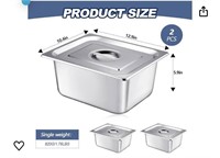 2 Pack Stainless Steam Hotel Pan with Lid