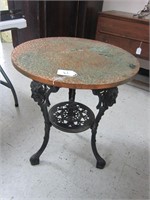 IRON BASE COPPER TOP END TABLE