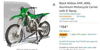 W553  Black Widow Aluminum Motorcycle Carrier, 6'