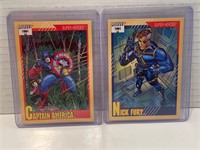 2 X 1991 Marvel Impel Cards Captain America