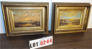 (2) 1907 seascapes oil paintings, 14 1/2 X 11 1/2"
