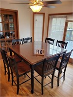 High Top Kitchen Table with 8 Stools 54 X 54