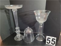 2 Stem Glass Vases ~ 1 Has Dome
