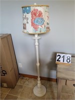 White Floor Lamp with Ocean Shade 5' ~ Lamp Shade
