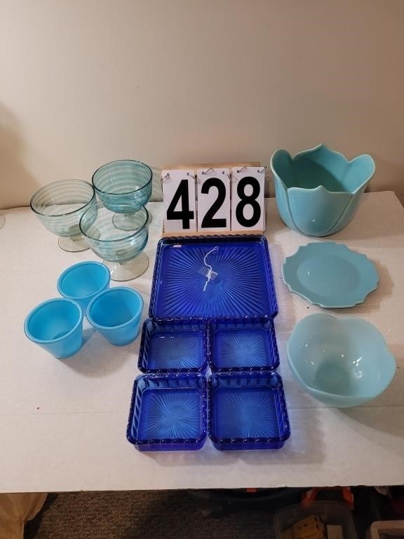 Cobalt Blue Shallow Ware Square Dishes (Anchor Hoc