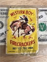 Vintage Western Boy Firecracker advertising label