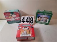 3 Peanuts Puzzles(2 are Tins & 1 Has a Poster)