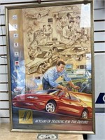 Vintage GM training advertising framed poster