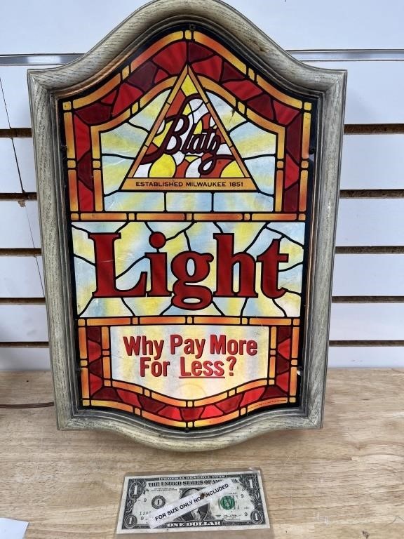 Vintage Blatz light beer lighted advertising sign