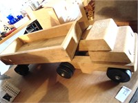 Large Heavy Wood Truck with Rubber Wheels, Nice