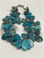 TURQUOISE JASPER CLUSTER DOUBLE STRAND NECKLACE