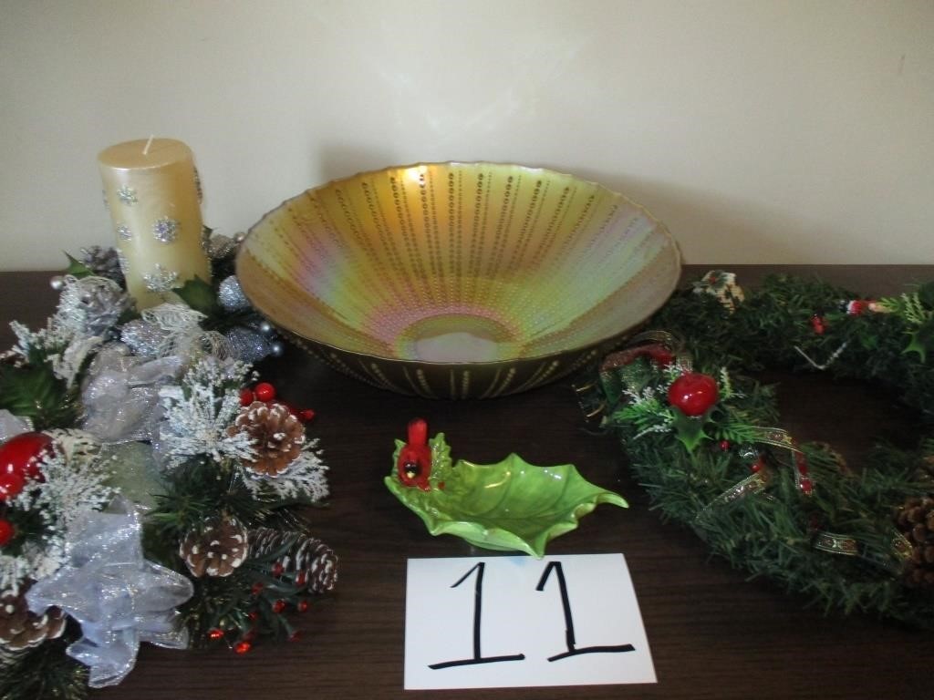 Akcam made in Turkey, glass bowl, Christmas decor