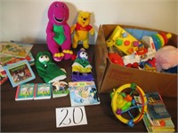 Toys, stuffed Barney, Winnie the Pooh