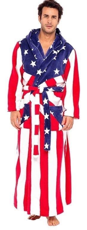 Unisex "American Flag" Fleece Hooded Robe