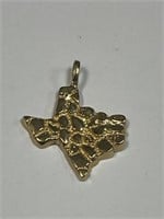 14 KT STATE OF TEXAS GOLD NUGGET PENDANT