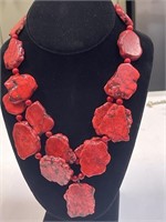 RED STONE CORAL BEAD NECKLACE