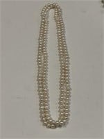 LARGE PEARL NECKLACE 63" LONG KNOTTED BETWEEN