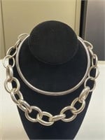 925 STERLING SILVER CHOKER & LINK SILVER NECKLACE
