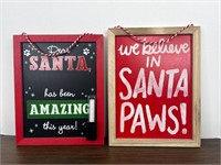 2 Wood Christmas Signs Santa Paws & Adjustable