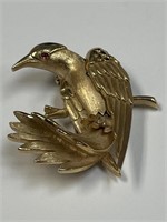 TRIFARI GOLD TONE BIRD PIN