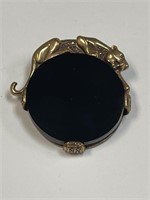 BLACK ONYX & MARCASITE PANTHER BROOCH