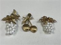 LOT OF 3 PINS 2 ARE GRAPES & ONE CHERRIES