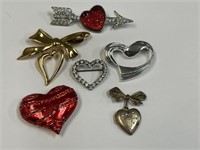 LOT OF 6 HEART PINS
